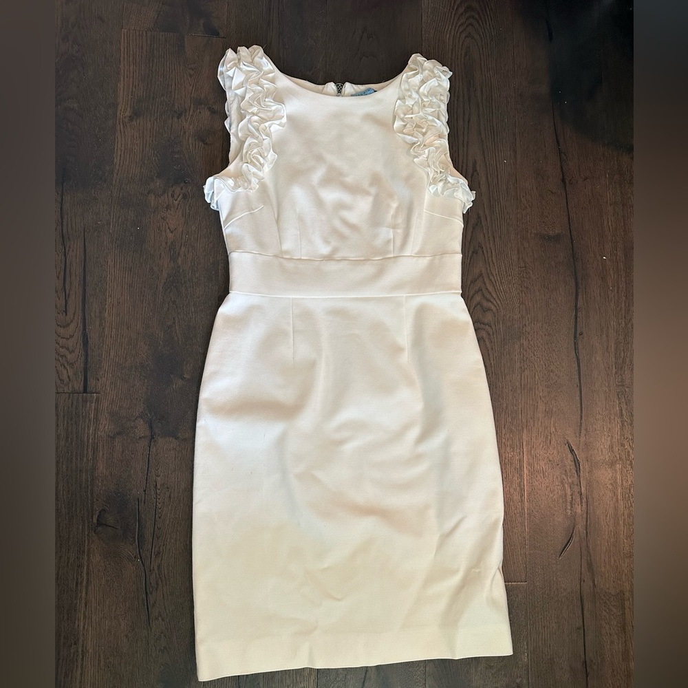 Antonio Melani ivory ruffle sleeveless dress
